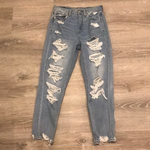 Distressed mom jeans